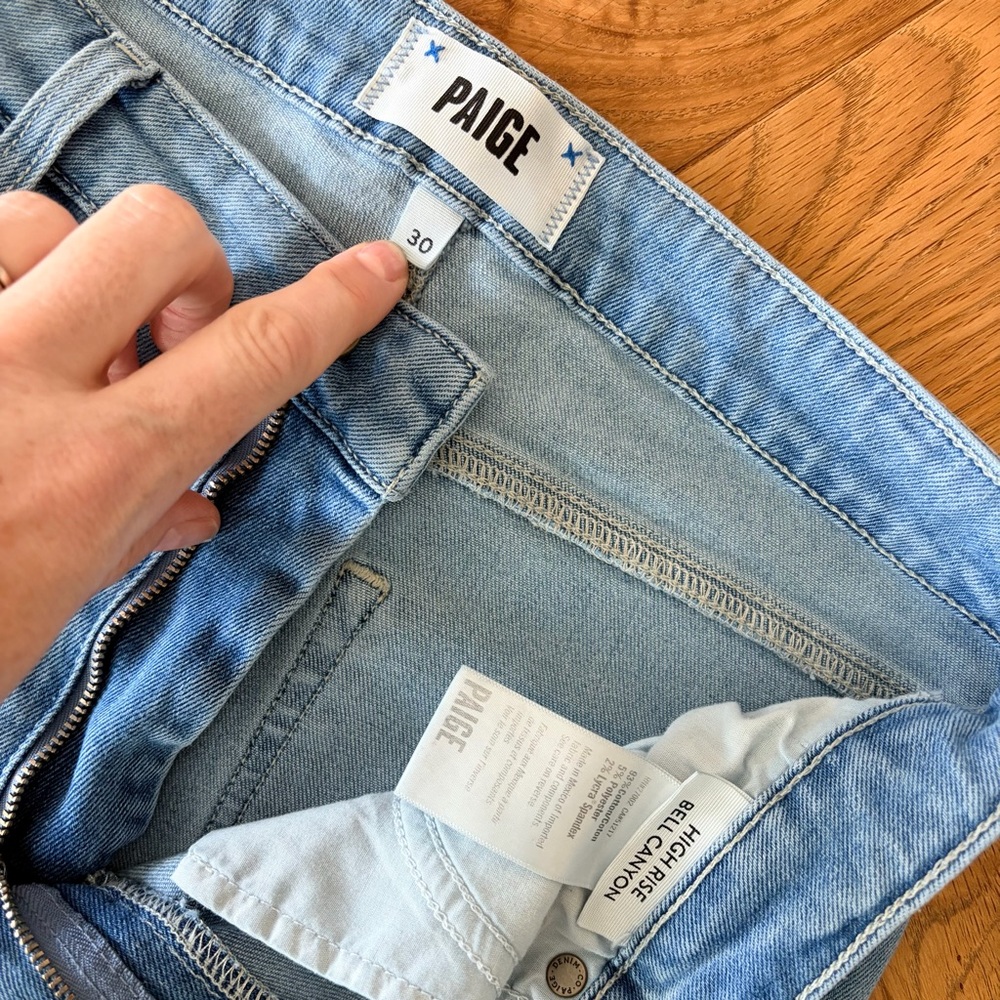 Women's Paige High Rise Bell Canyon jeans in a light blue wash
